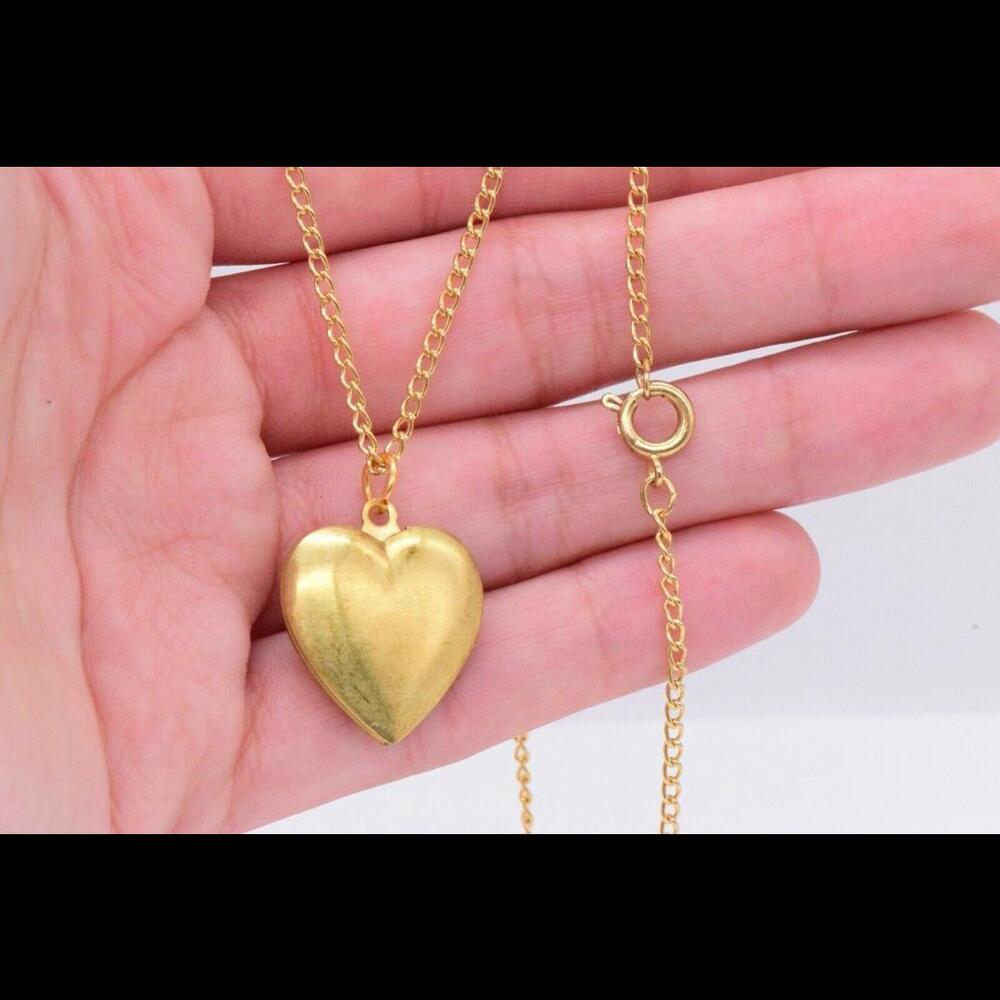 Antiqued Gold Brass Heart Locket Necklace Heart Necklace Custom Gift for Her